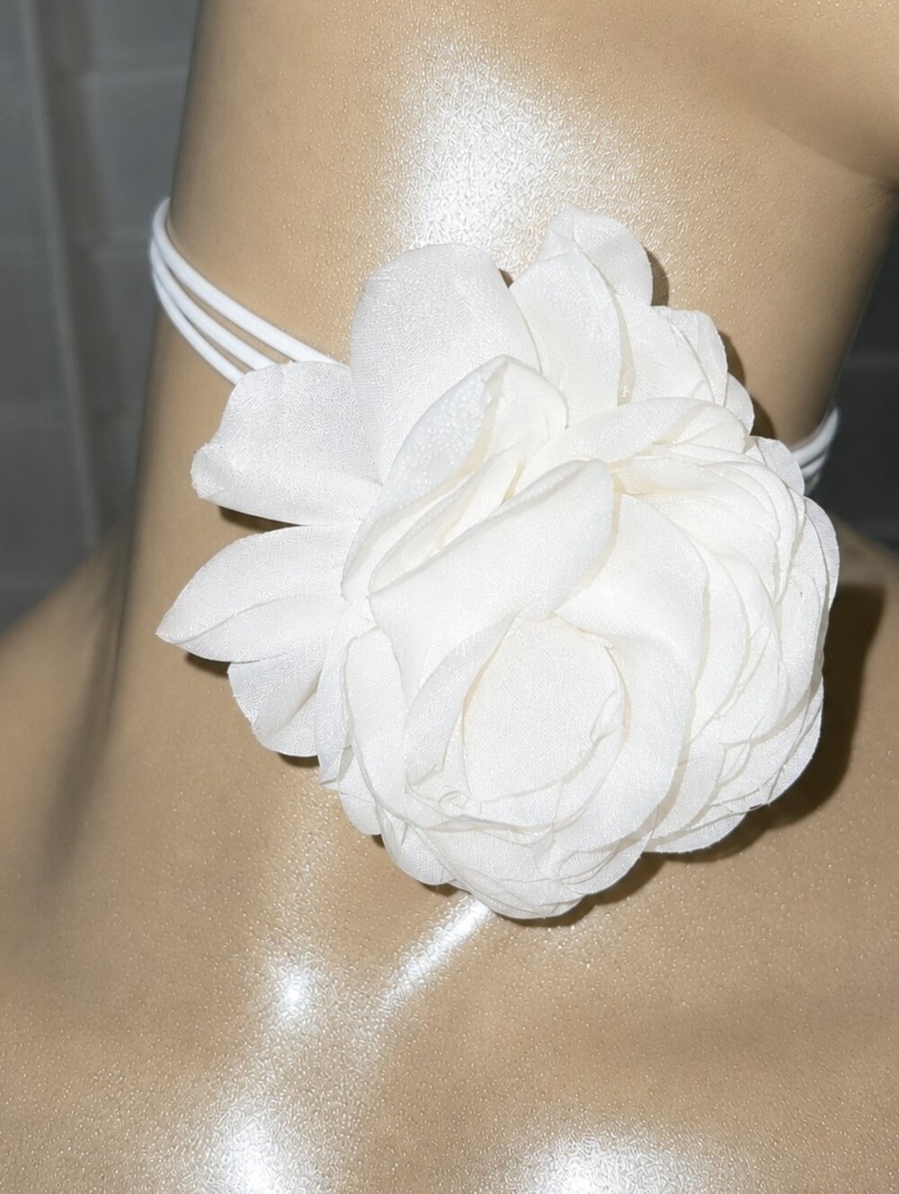 Boho White Flower Choker Necklace Rose Sexy Flower Collar Choker Dinner Date New